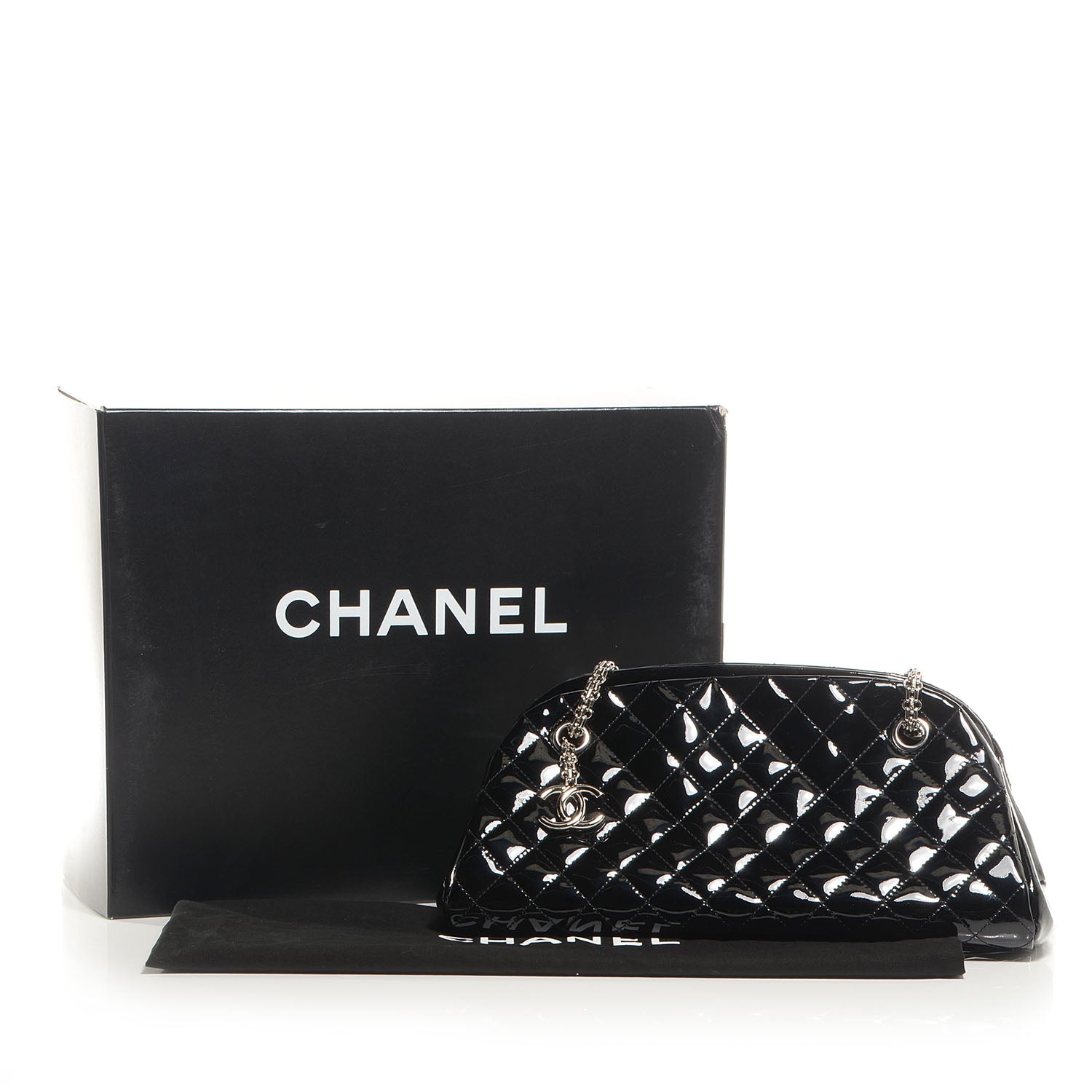 Chanel Patent Quilted Medium Just Mademoiselle Black 8 of 8