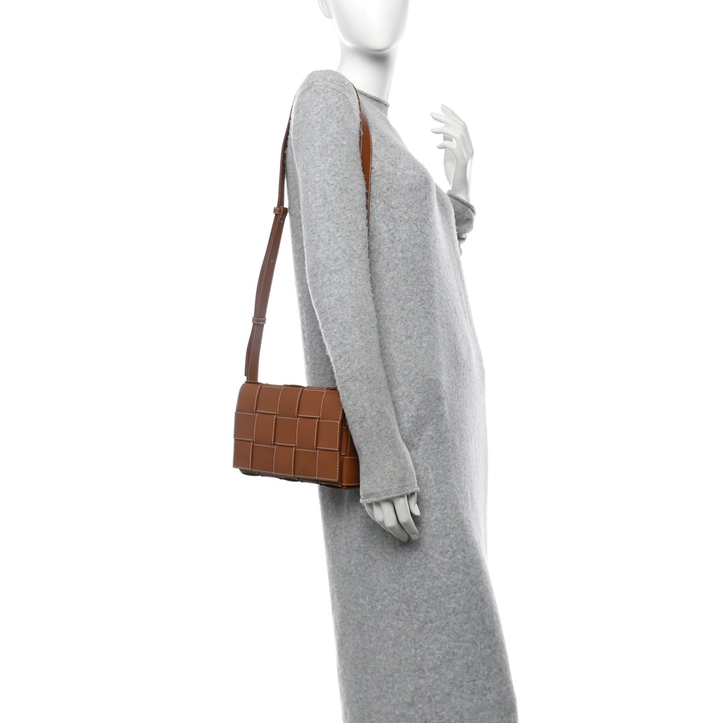 Lambskin Maxi Intrecciato Edge Stitch Cassette Crossbody Bag Wood