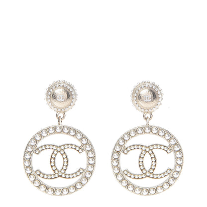Chanel Pearl CC Drop Earrings Light Gold 1 of 5