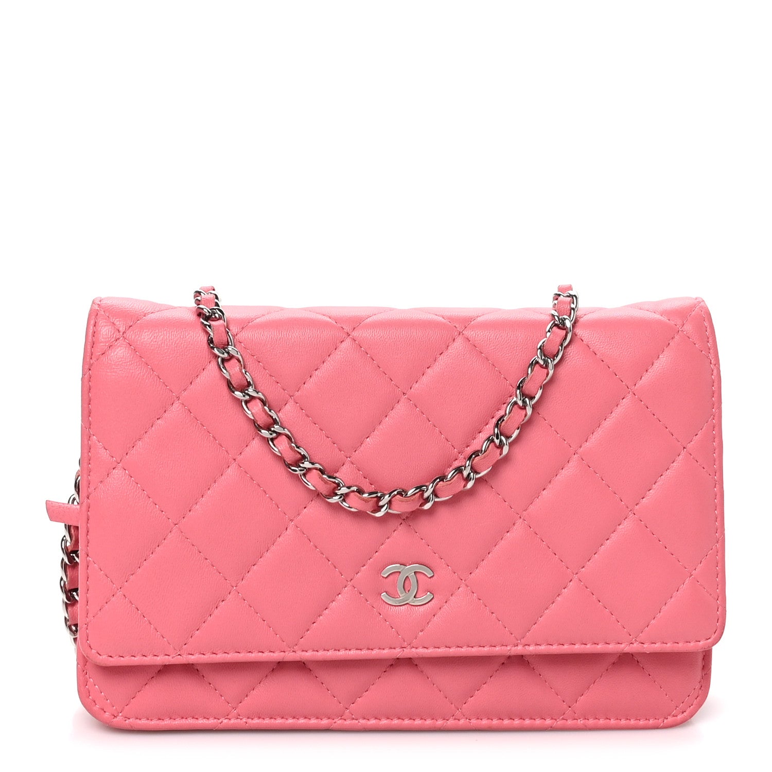 Chanel Lambskin Quilted Wallet On Chain WOC Pink 1 of 12