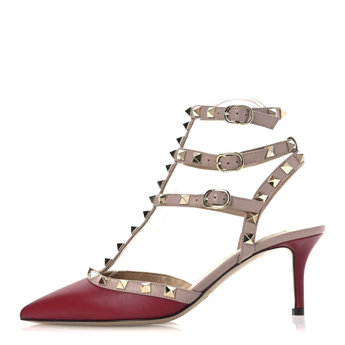Nappa Rockstud Ankle Strap 65mm Pumps 37 Scarlet Poudre