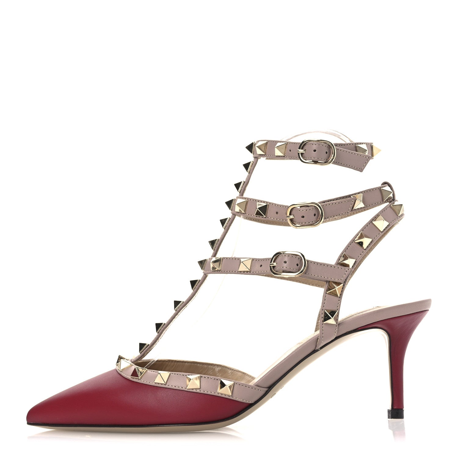 Valentino Garavani Nappa Rockstud Ankle Strap 65mm Pumps 37 Scarlet Poudre 1 of 11
