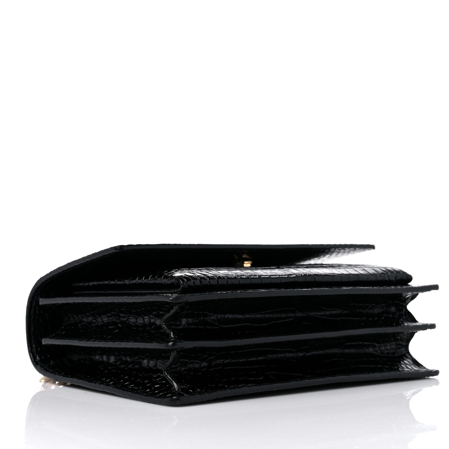 Calfskin Crocodile Embossed Medium Monogram Sunset Black