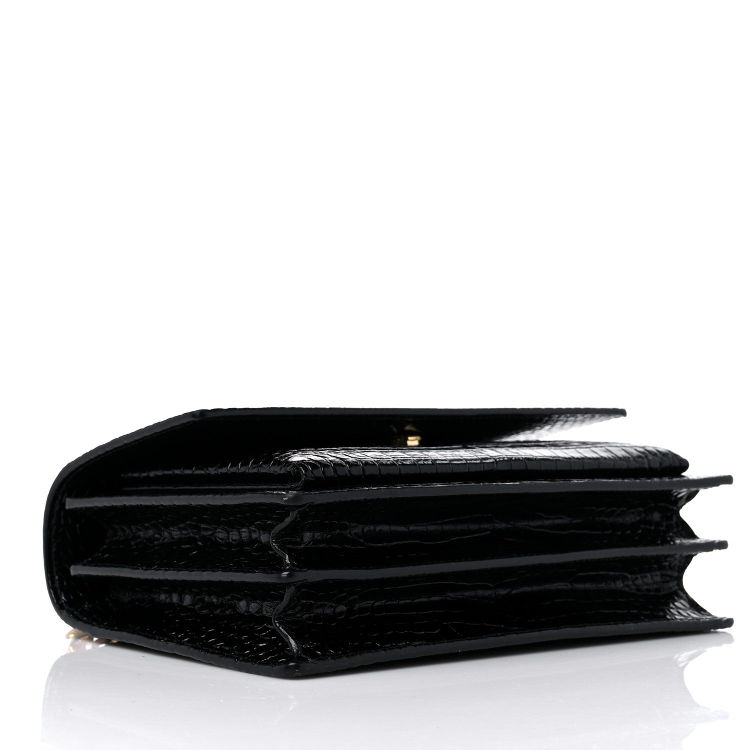 Saint Laurent Calfskin Crocodile Embossed Medium Monogram Sunset Black 4 of 9