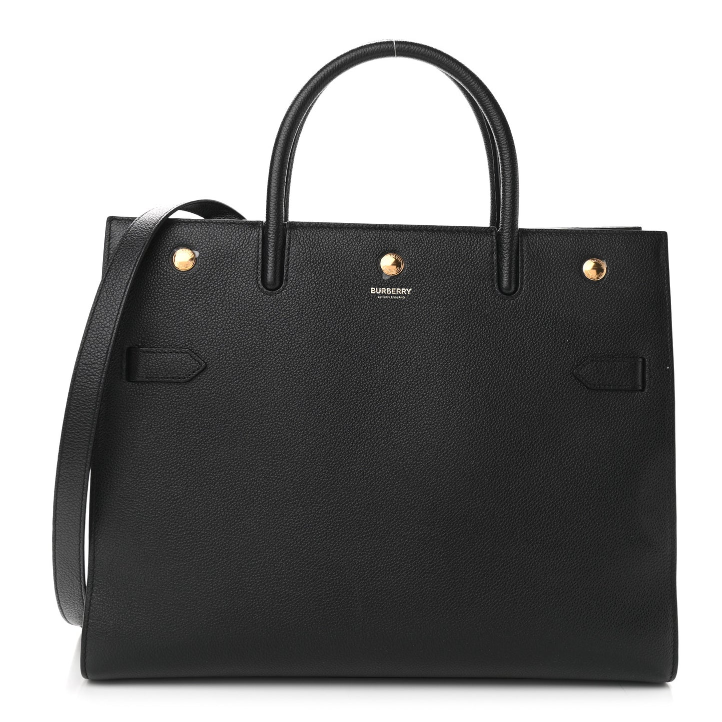 Grainy Calfskin Medium Title Bag Black