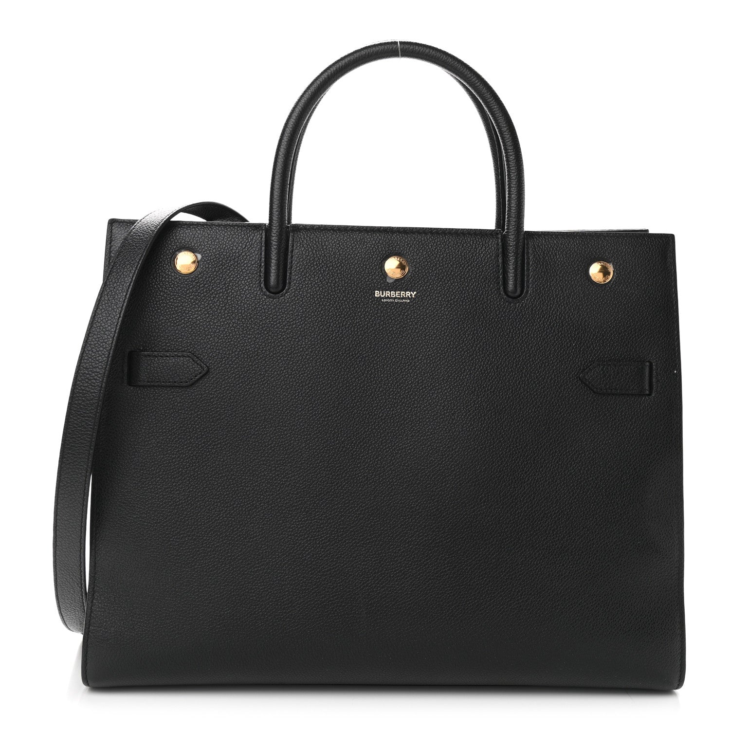 Burberry Grainy Calfskin Medium Title Bag Black 1 of 10