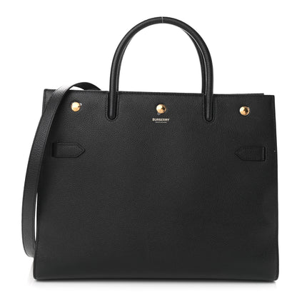 Burberry Grainy Calfskin Medium Title Bag Black 1 of 10