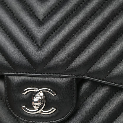 Chanel Lambskin Chevron Quilted Jumbo Double Flap Black 11 of 12