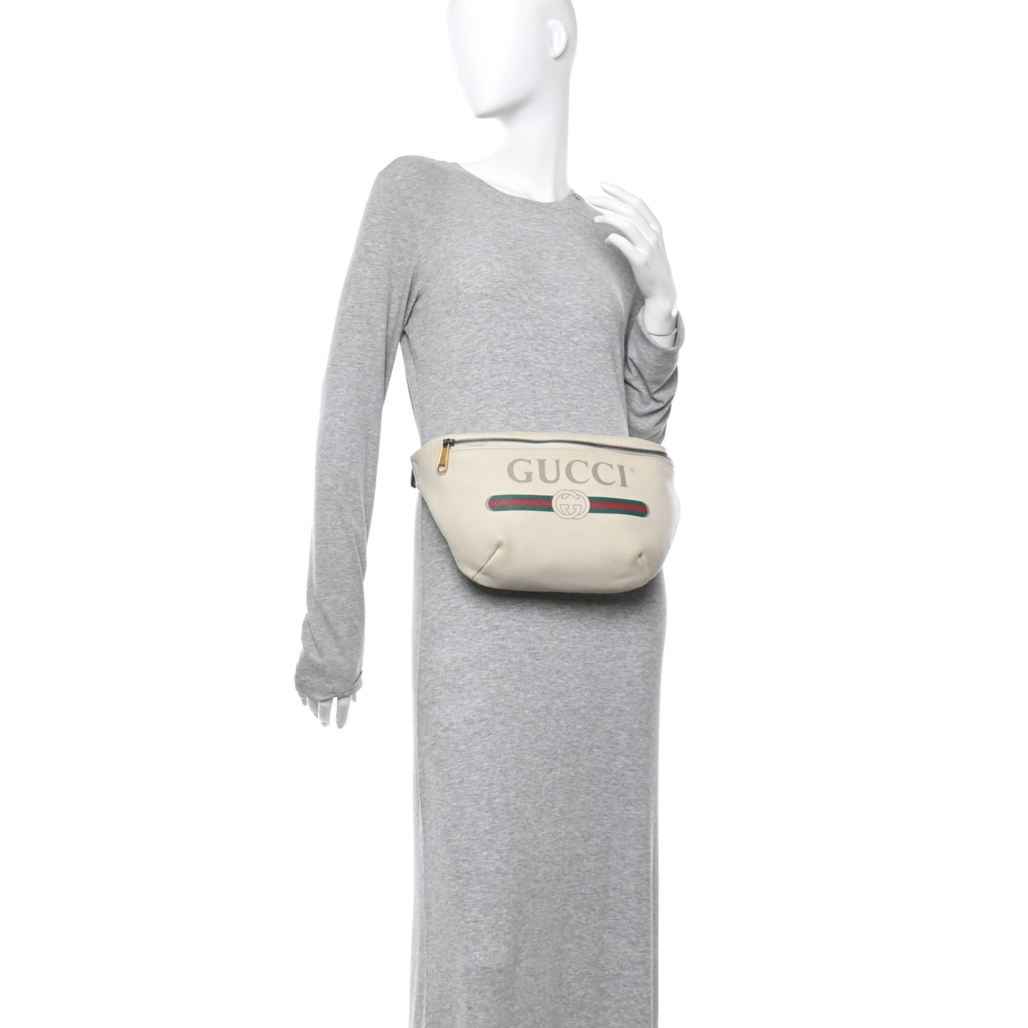 Grained Calfskin Logo Belt Bag White