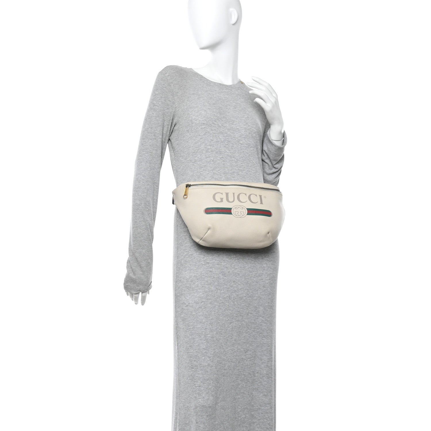 Gucci Grained Calfskin Logo Belt Bag White 2 of 10