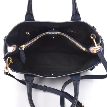 Burberry Grainy Calfskin House Check Medium Banner Tote Ink Blue 7 of 12