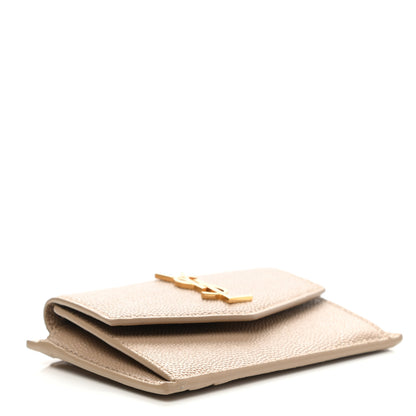 Saint Laurent Grain De Poudre Uptown Monogram Card Case Dark Beige 4 of 9