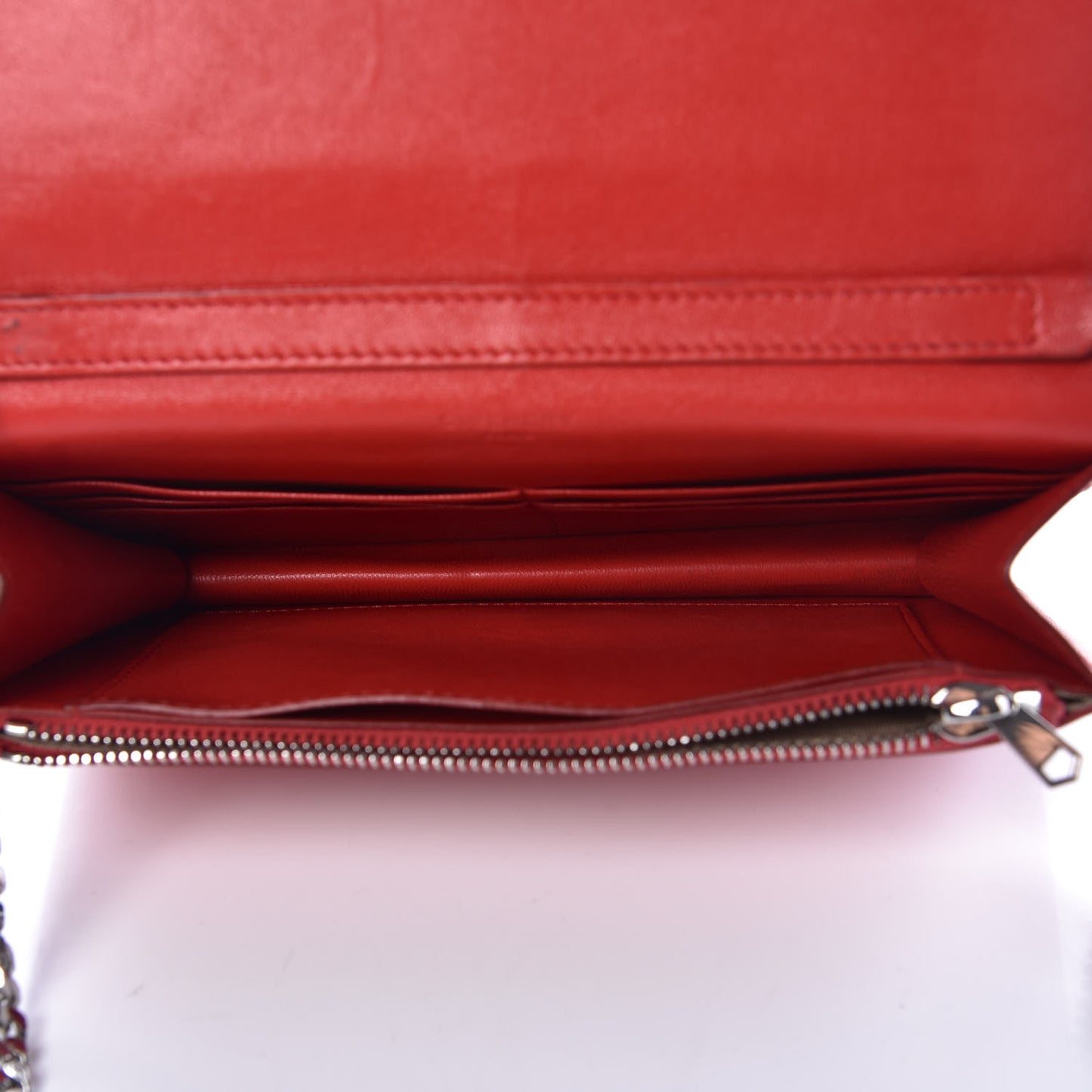 Calfskin Studded Pandora Chain Wallet Medium Red