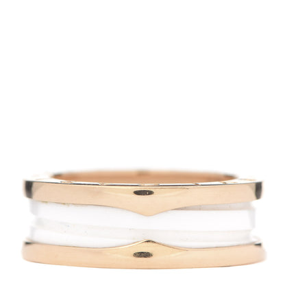 Bulgari 18K Rose Gold White Ceramic B.Zero1 Two-Band Ring 59 8.75 1 of 9