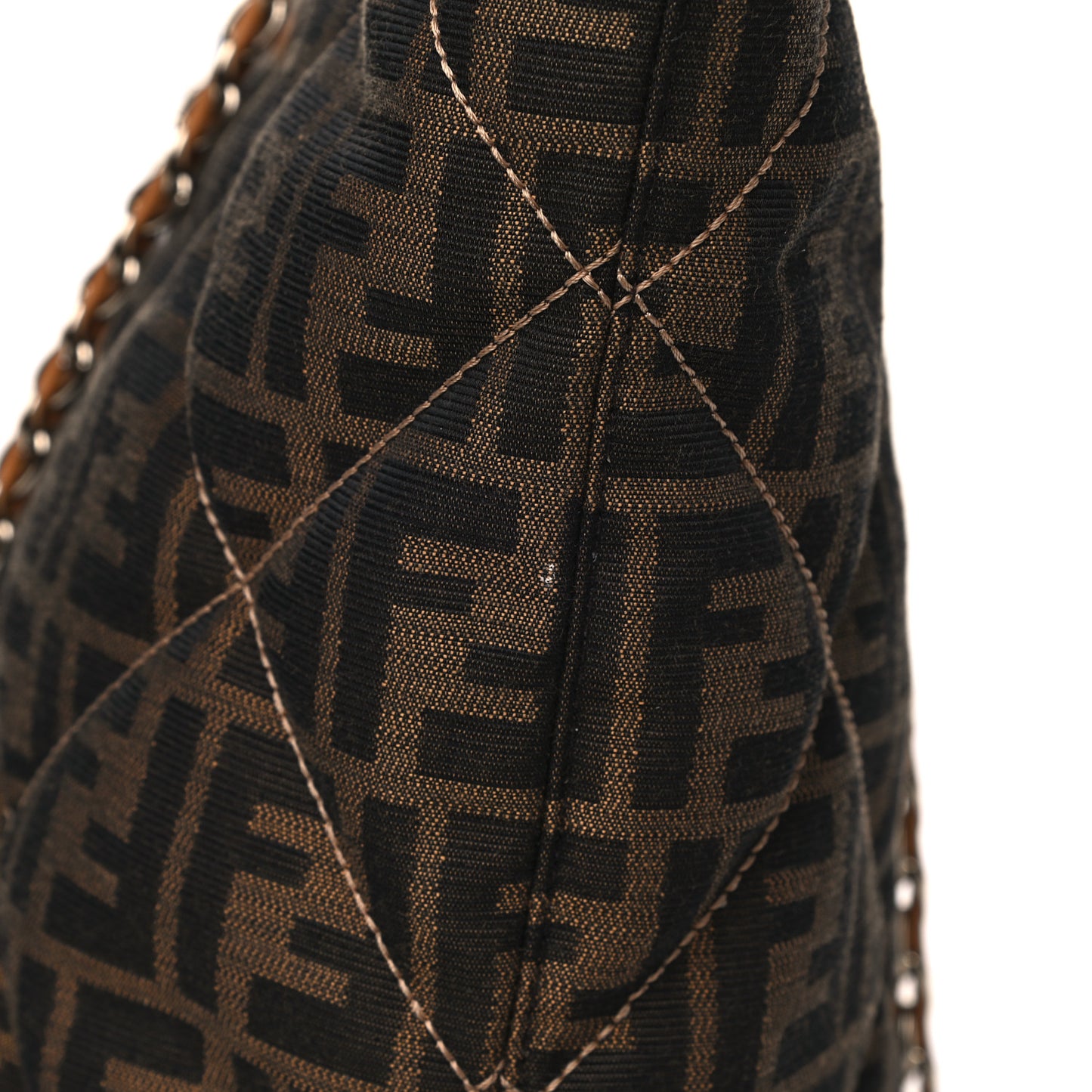 Zucca Quilted Chain Roll Tote Tobacco