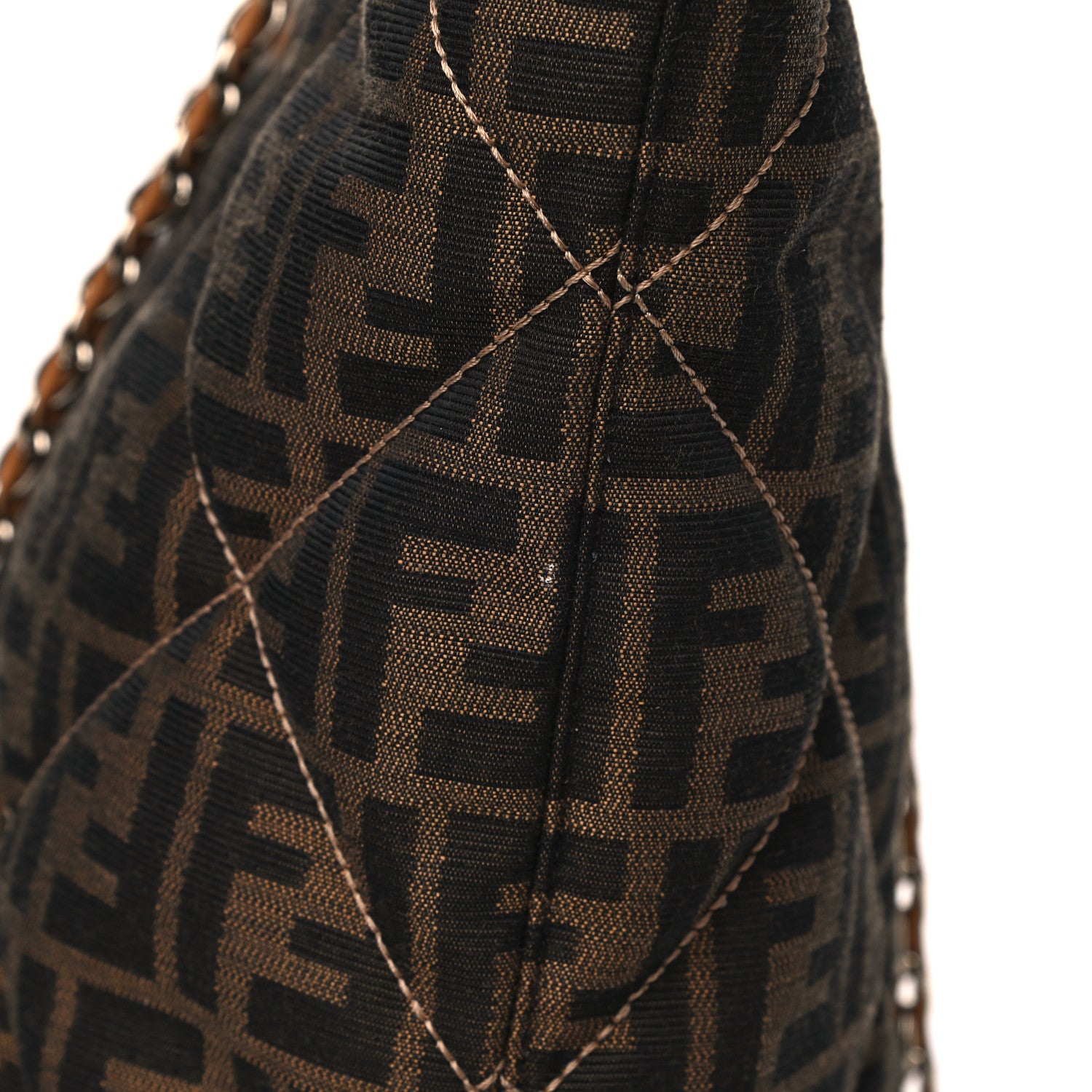 Fendi Zucca Quilted Chain Roll Tote Tobacco 16 of 17