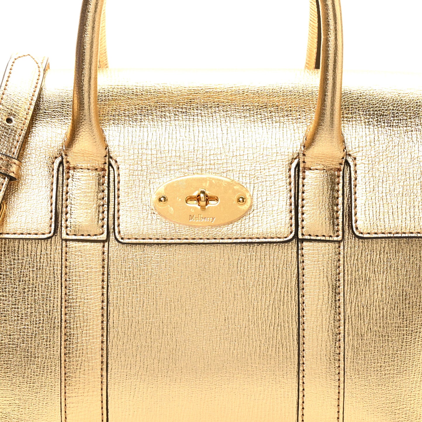 Metallic Printed Goatskin Small Bayswater Satchel Gold