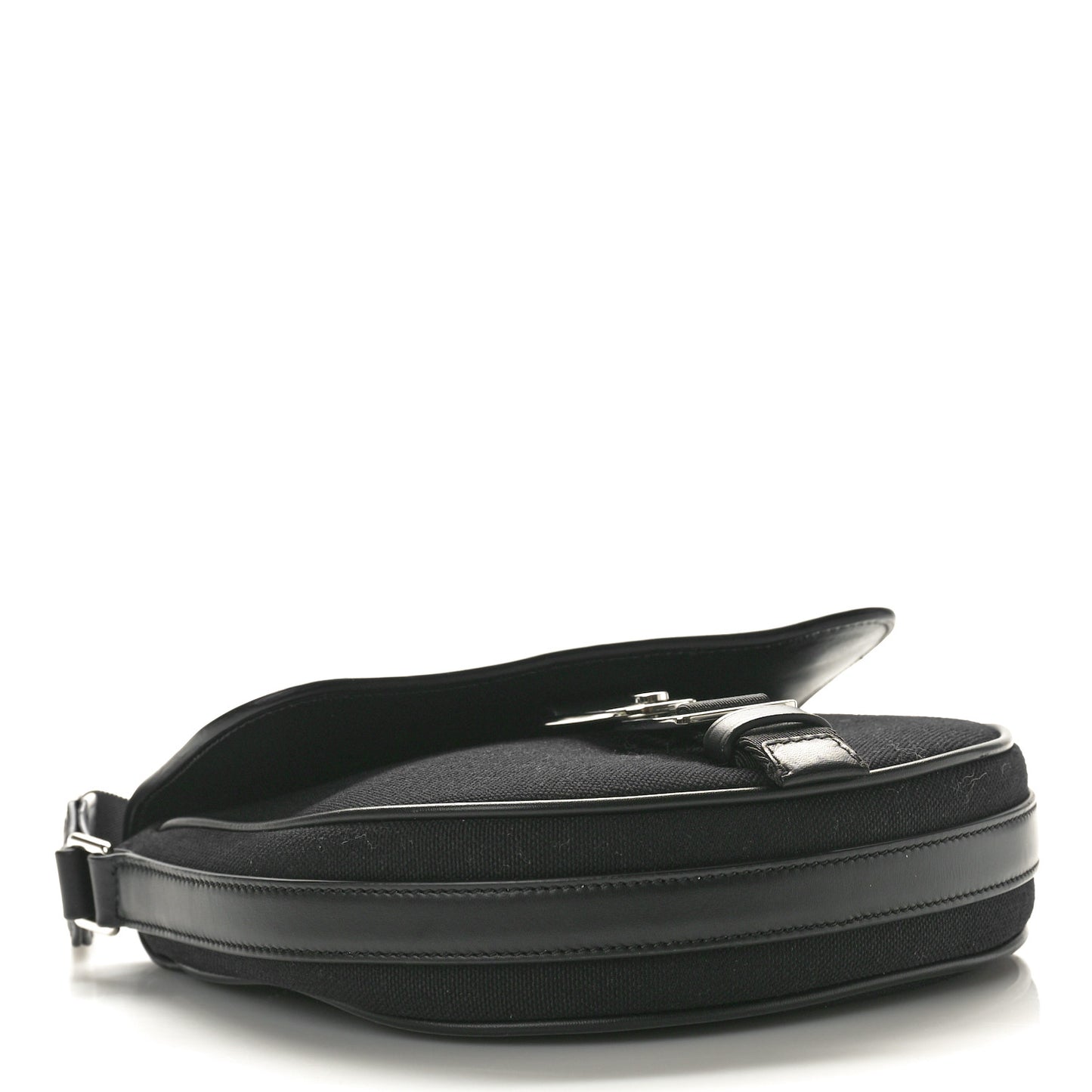 Calfskin Canvas Never Still Crossbody Flap Bag Black