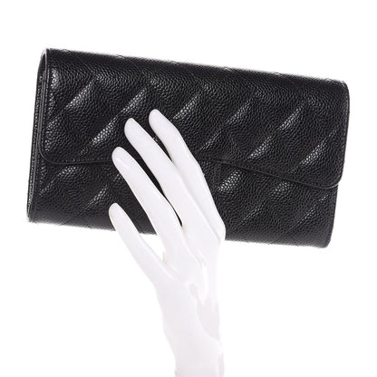 Chanel Caviar Quilted Large Gusset Flap Wallet Black 2 of 9