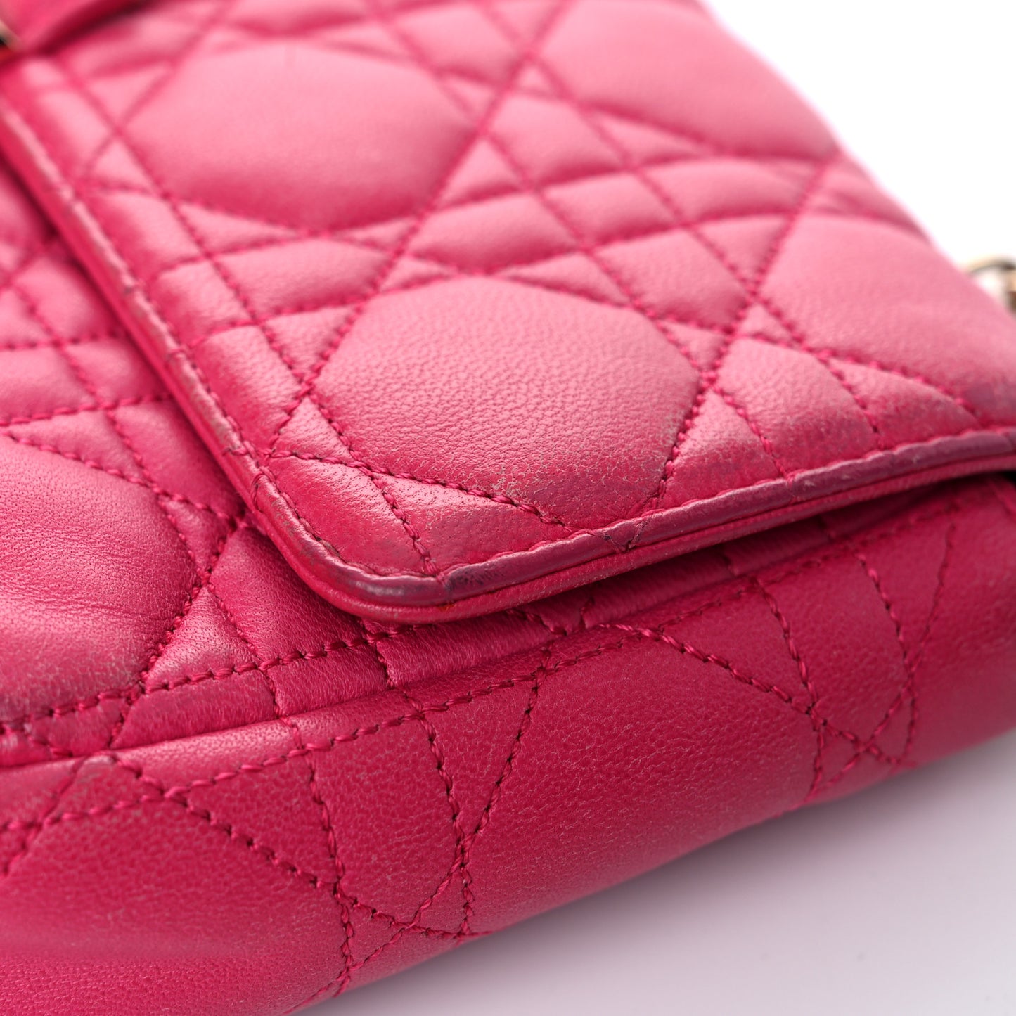 Lambskin Cannage Miss Dior Promenade Pouch Fuchsia