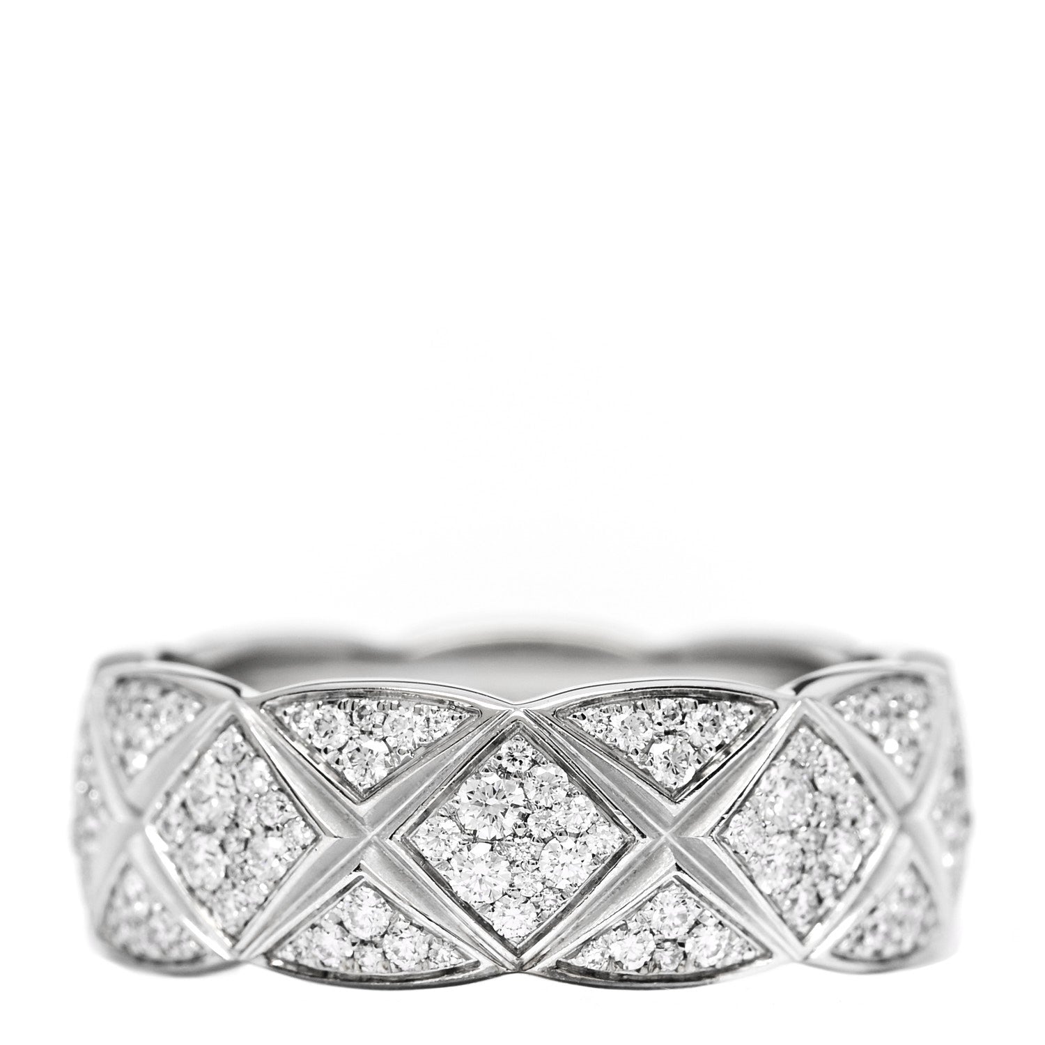 Chanel 18K White Gold Diamond Small Coco Crush Pave Ring 50 5.5 3 of 6
