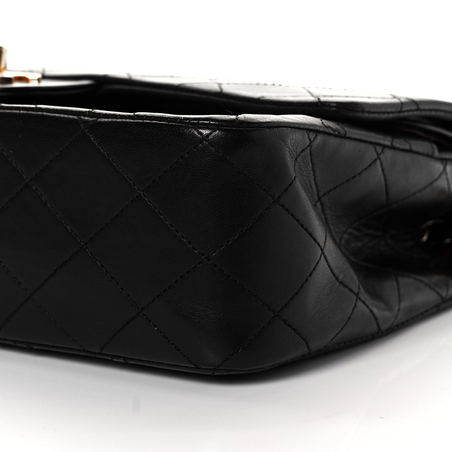 Lambskin Quilted Medium Double Flap Black