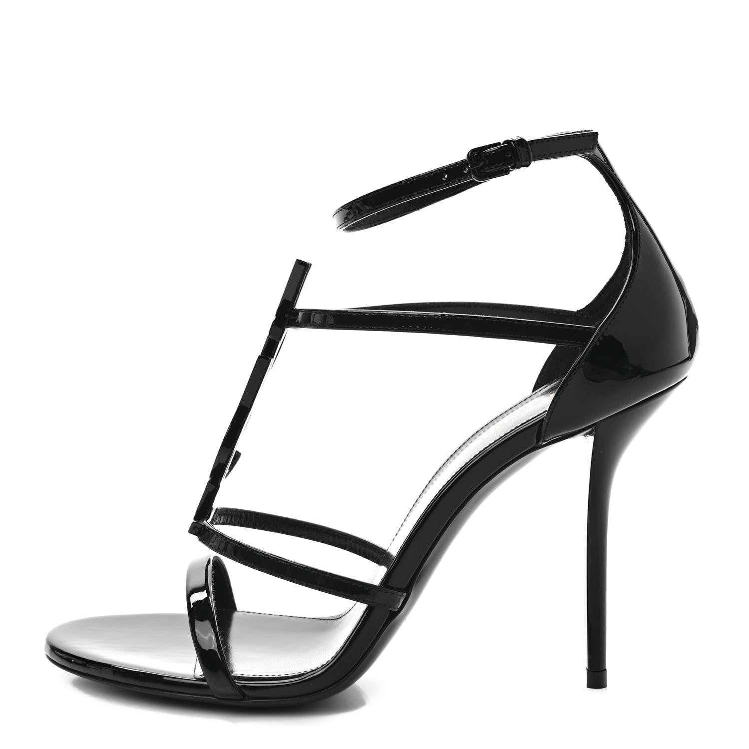 Saint Laurent Patent Cassandra 100 Sandals 38.5 Black 1 of 8