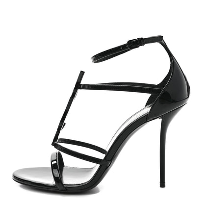 Saint Laurent Patent Cassandra 100 Sandals 38.5 Black 1 of 8