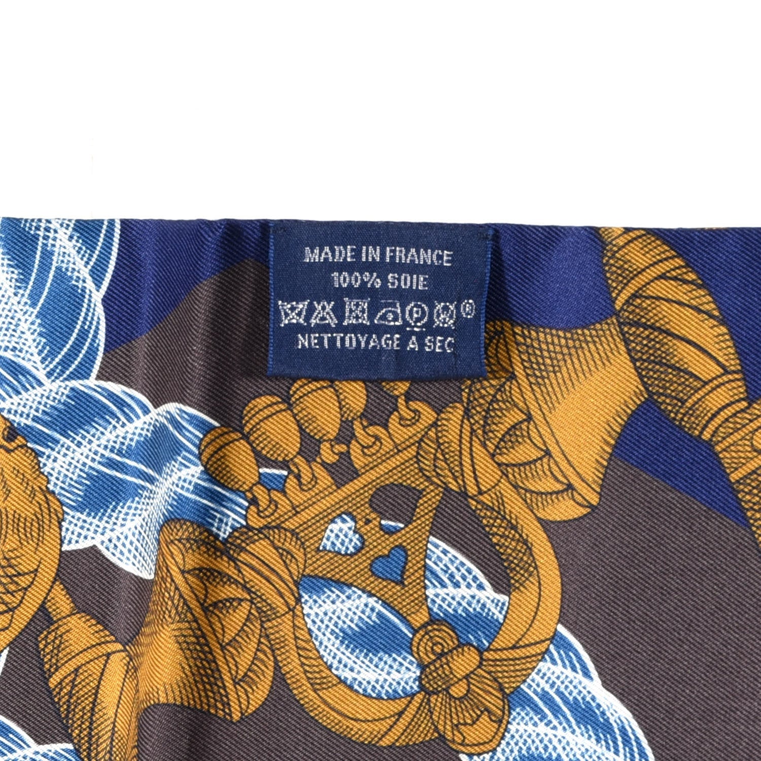 Hermes Silk Della Cavalleria Twilly Indigo Gold Marron 2 of 4