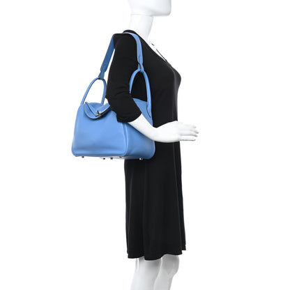Hermes Taurillon Clemence Lindy 30 Bleu Paradis 2 of 11