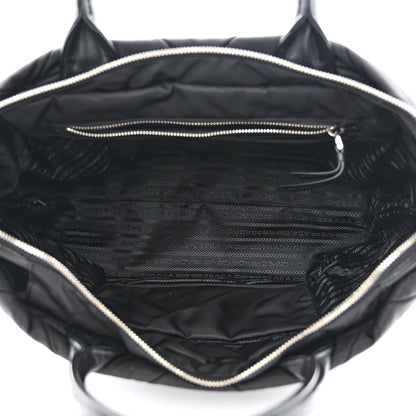 Prada Re-Nylon Nappa Triangle Quilted Padded Medium Double Handled Zip Tote Black 5 of 12