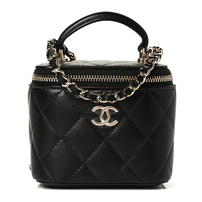 Chanel Lambskin Quilted Top Handle Mini Vanity Case With Chain Black 1 of 12