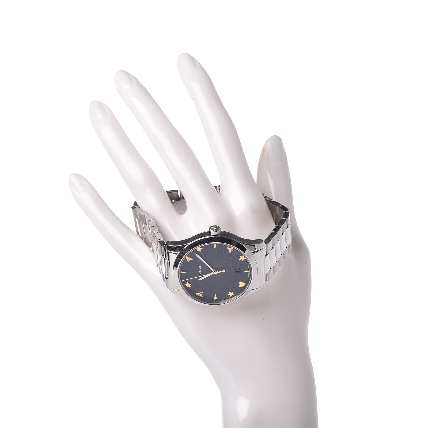 Gucci Stainless Steel 38mm G-Timeless Charm Quartz Watch Black 2 of 6