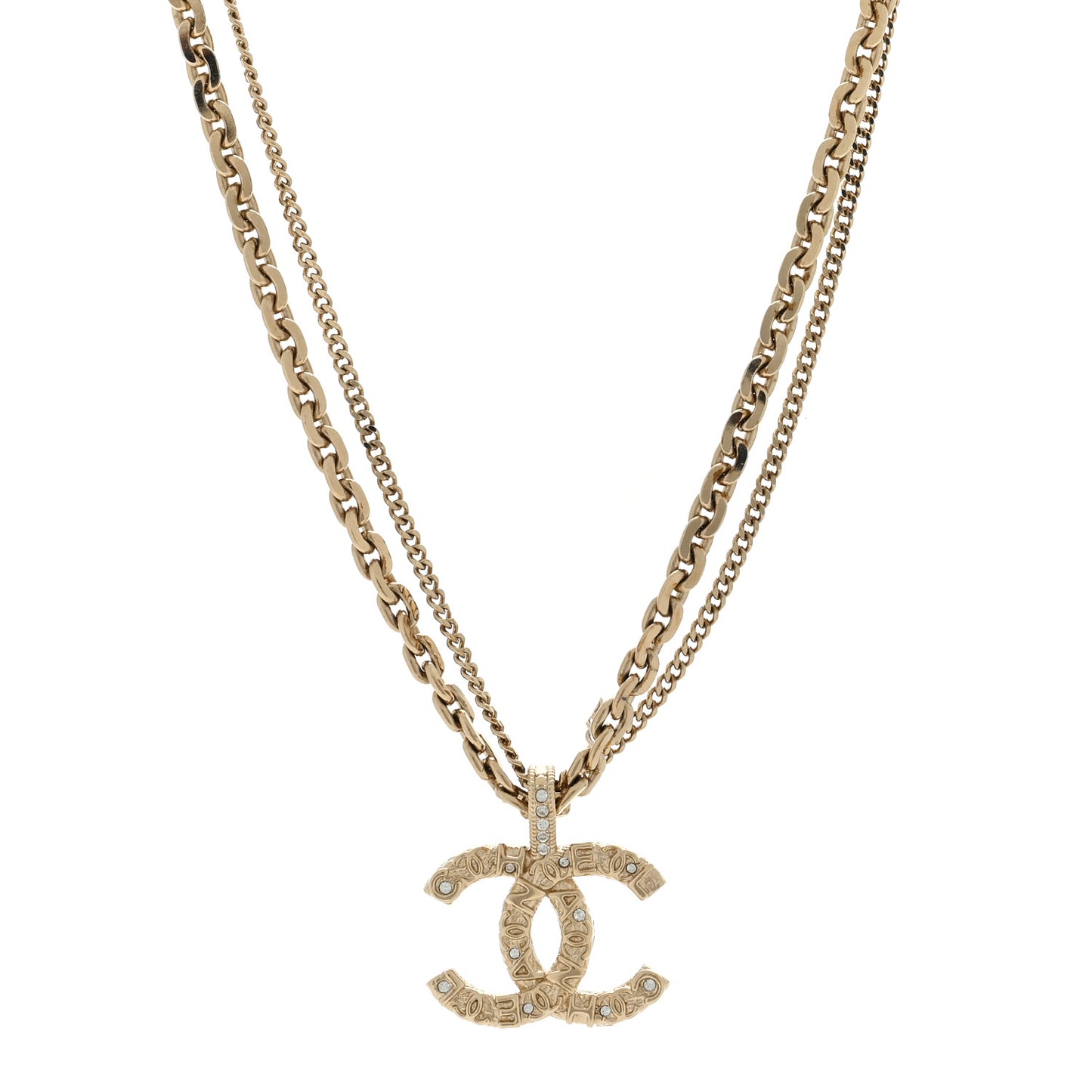 Crystal CC Multi Strand Chain Necklace Gold