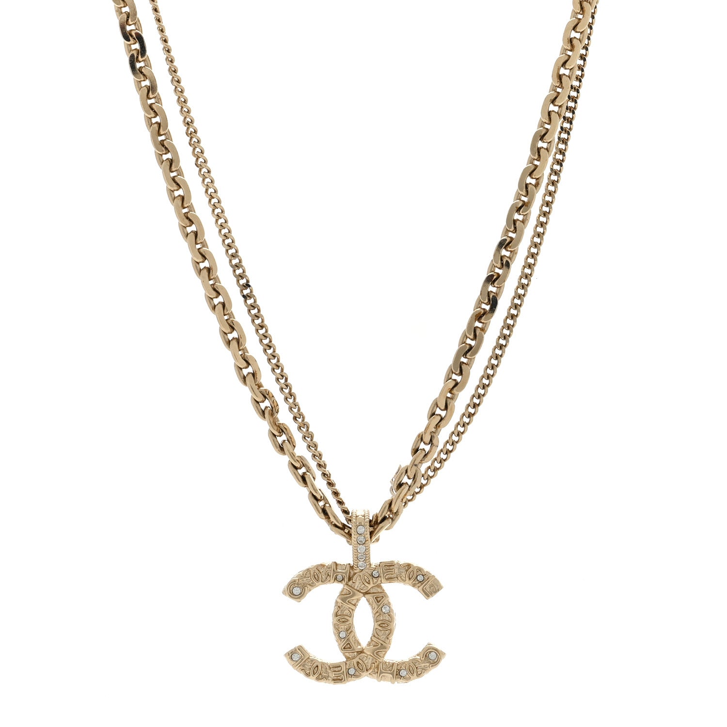 Chanel Crystal CC Multi Strand Chain Necklace Gold 1 of 5