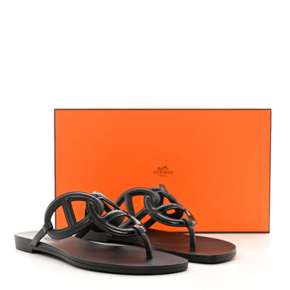 Hermes Rubber Womens Egerie Sandals 38 Black 9 of 9