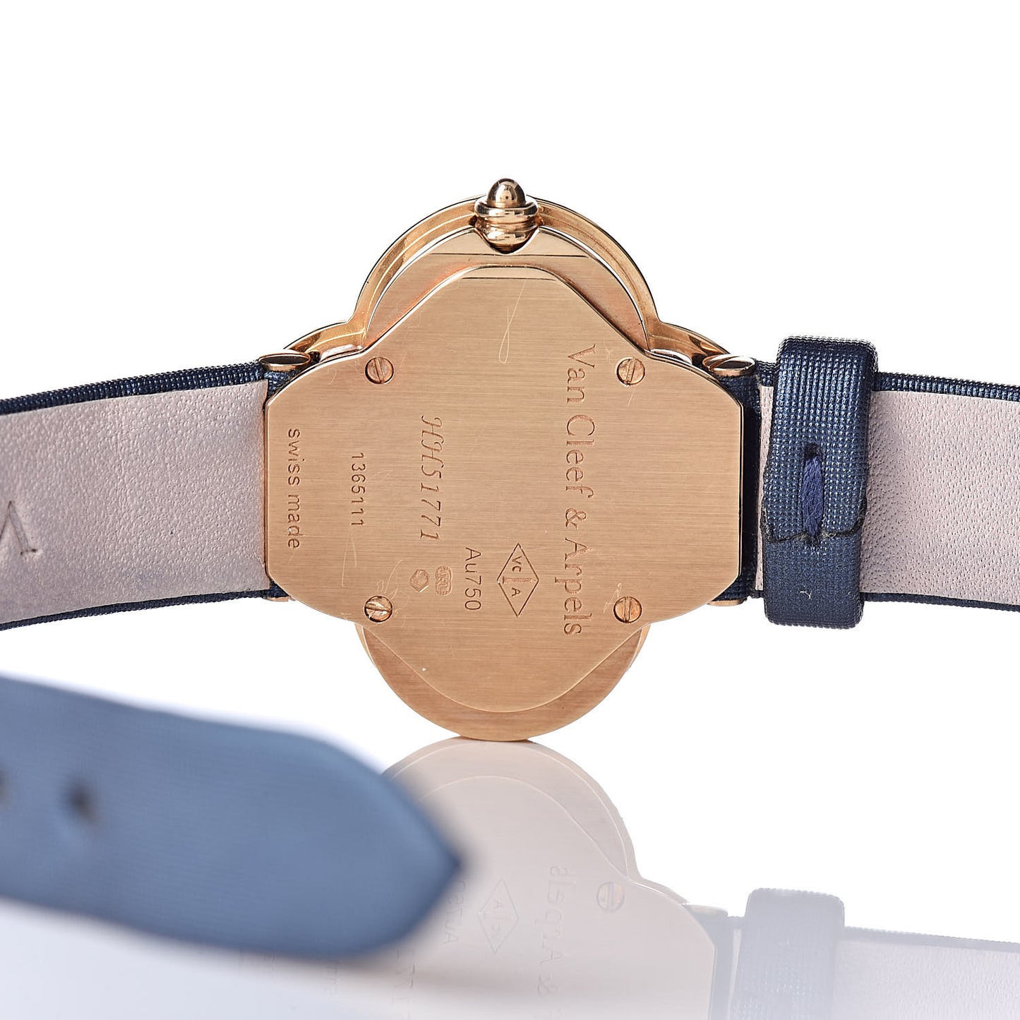 18K Yellow Gold Satin Diamond Bezel Mother of Pearl 26mm Alhambra Quartz Watch