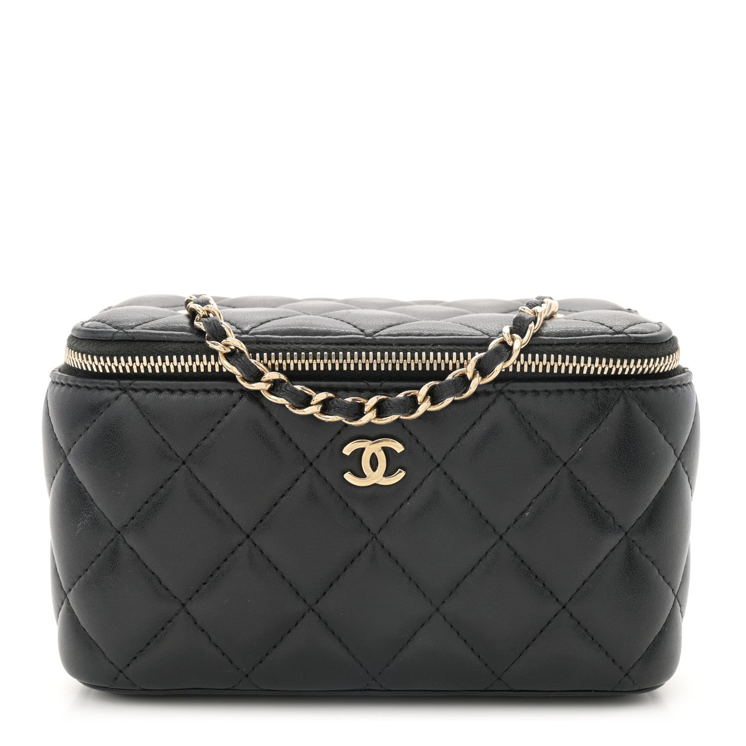 Chanel Lambskin Quilted Small Vanity Case With Chain Black 1 of 11