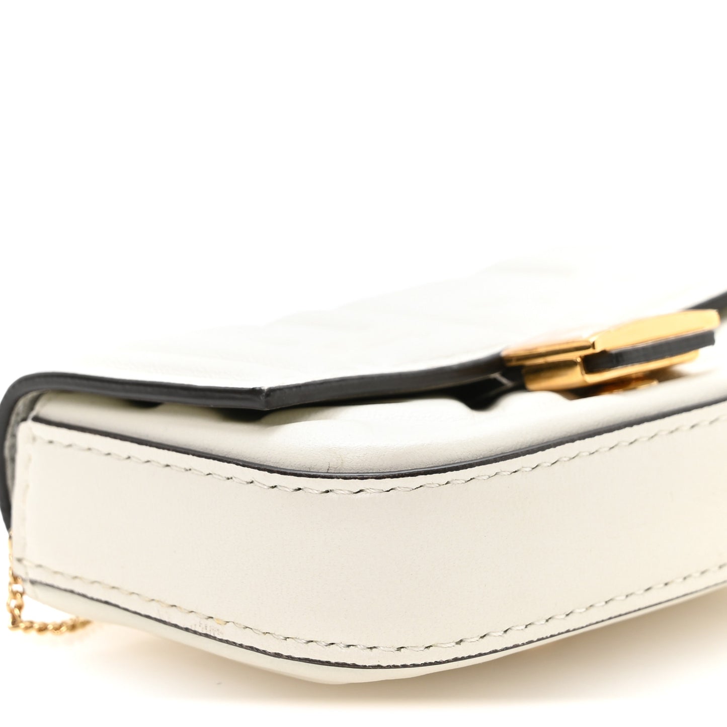 Nappa Matisse FF Embossed Nano Baguette Charm White