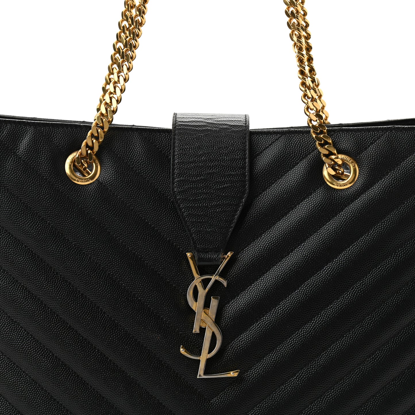 Grain De Poudre Matelasse Chevron Monogram Shopping Bag Black
