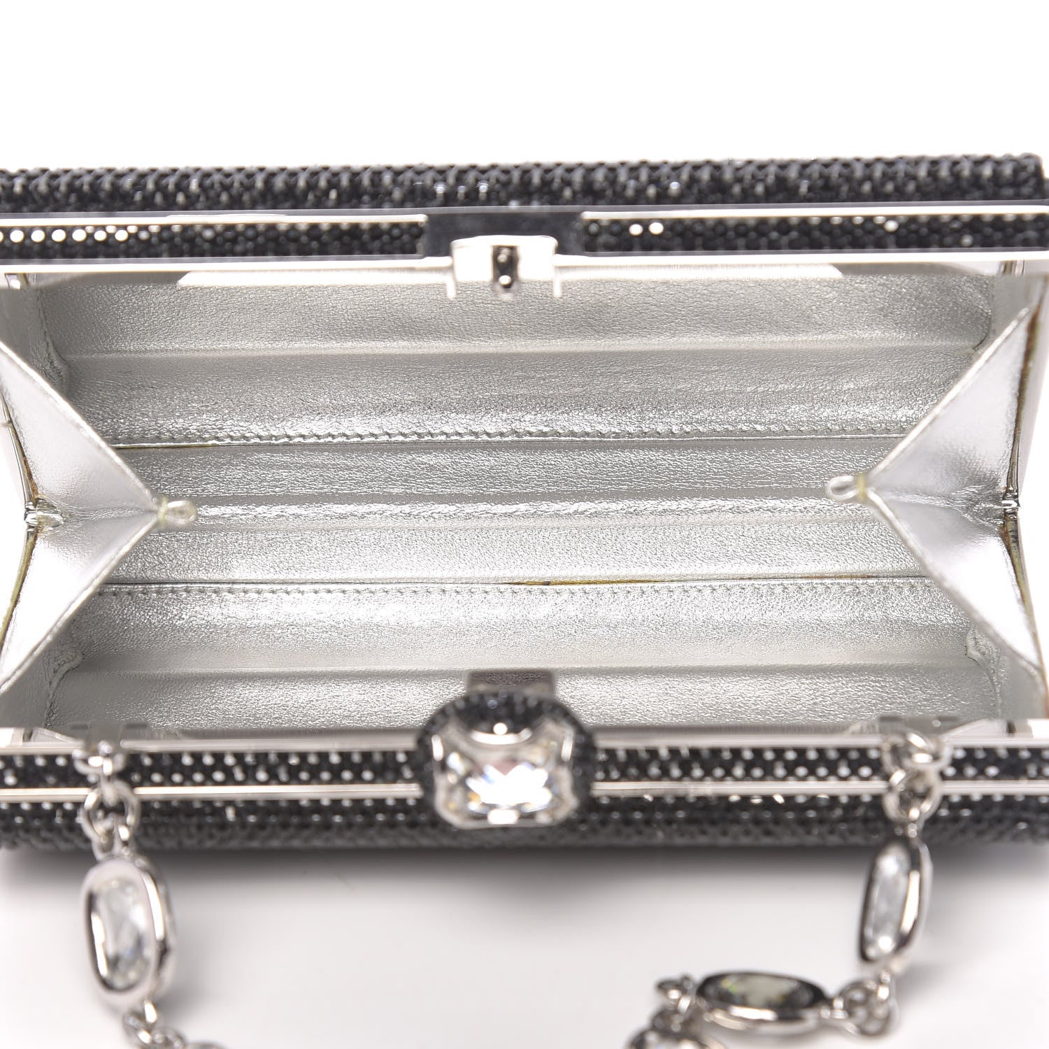 Judith Leiber Swarovski Crystal Cosmojet Minaudiere Clutch Black Silver 5 of 13