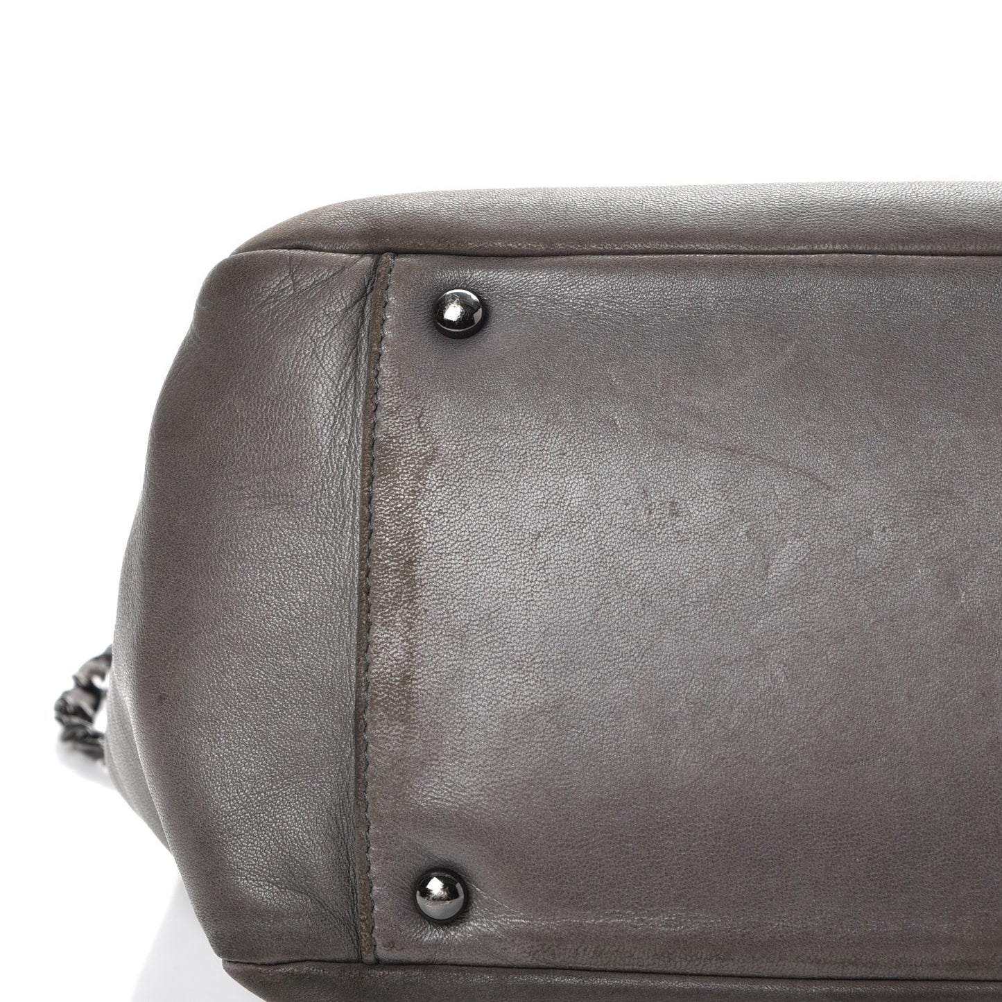 Lambskin Studded Accordion CC Flap Grey