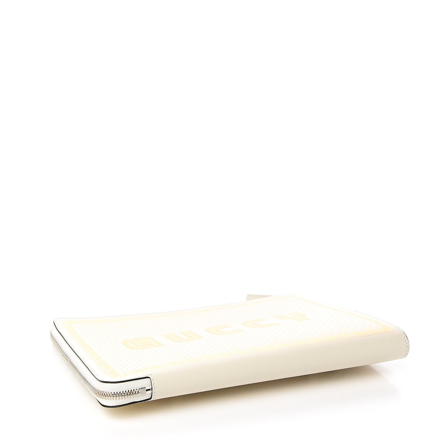X SEGA Calfskin GUCCY Stars Zip Clutch Bag Mystic White Gold