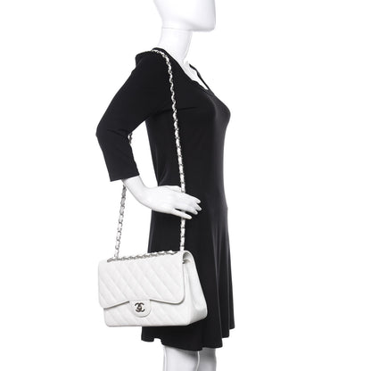 Chanel Caviar Quilted Jumbo Double Flap White 2 of 14