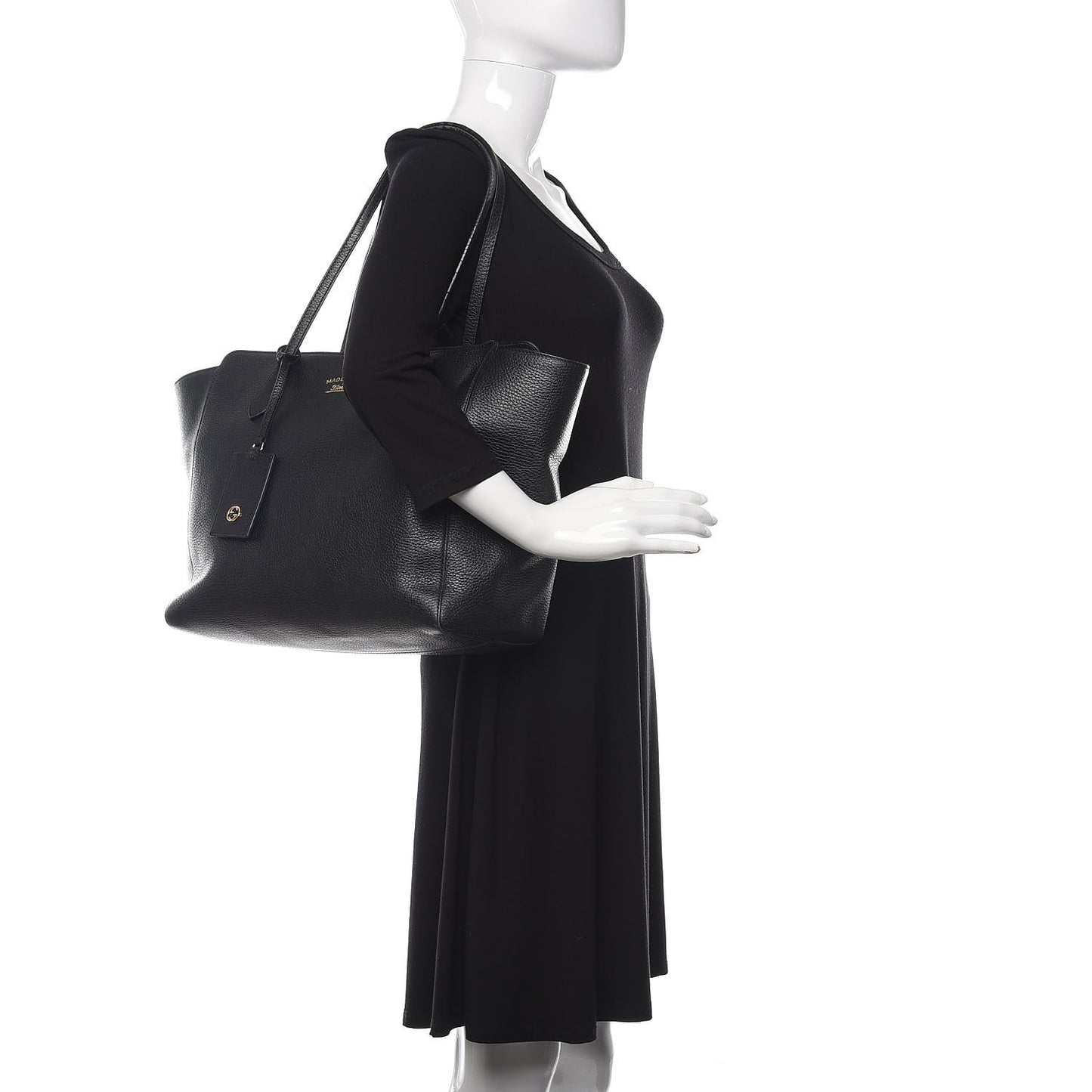 Pebbled Calfskin Medium Swing Tote Black