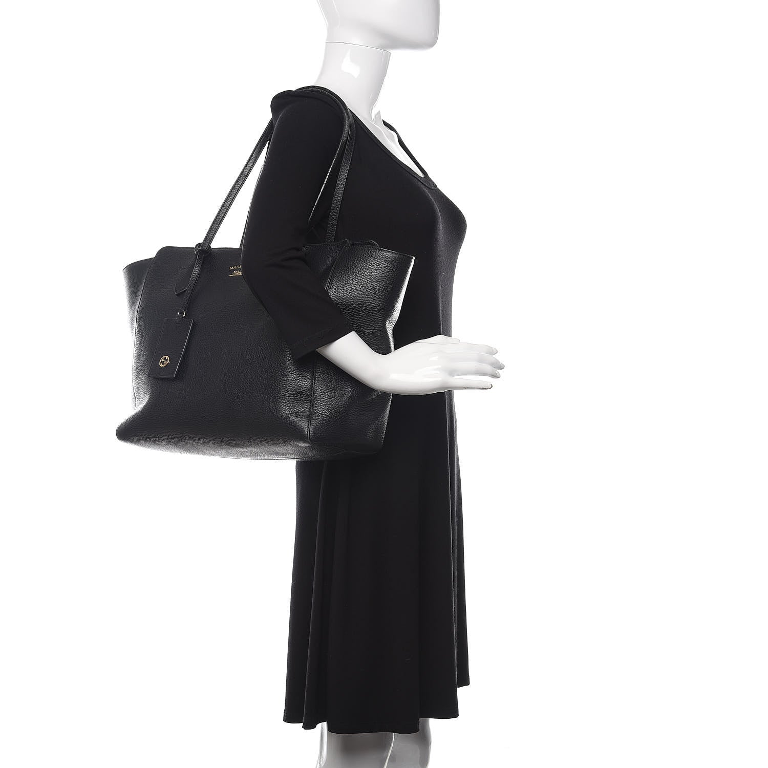 Gucci Pebbled Calfskin Medium Swing Tote Black 2 of 13