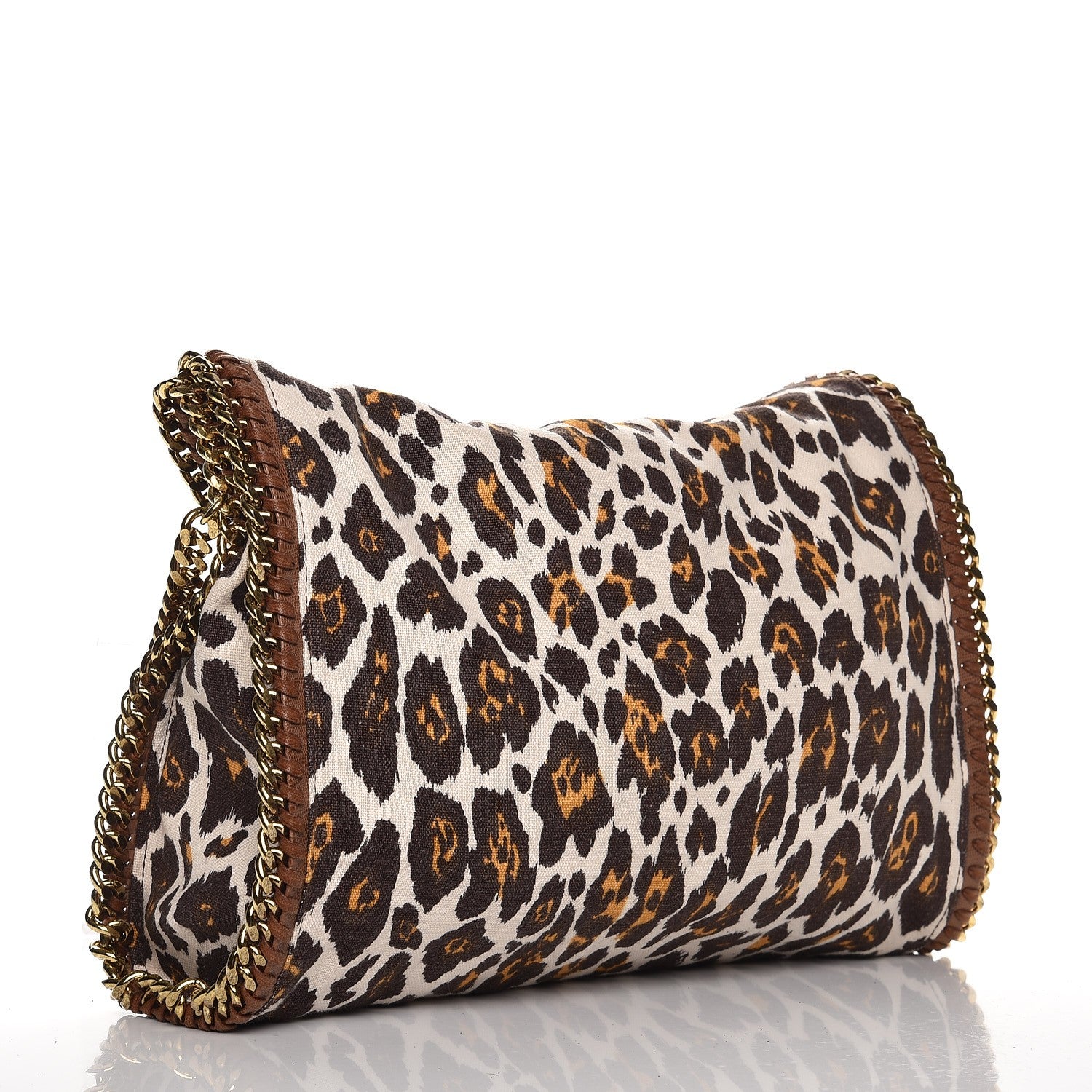 Stella McCartney Linen Leopard Small Falabella Fold Over Tote 4 of 8