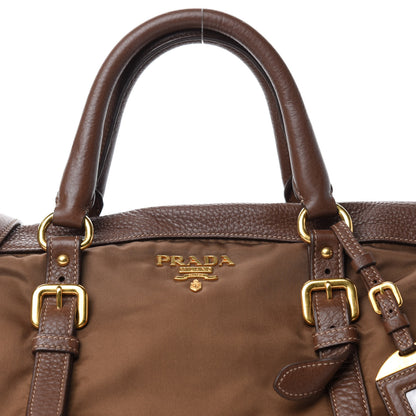 Prada Tessuto Nylon Vitello Daino Shopping Satchel Corinto 10 of 10