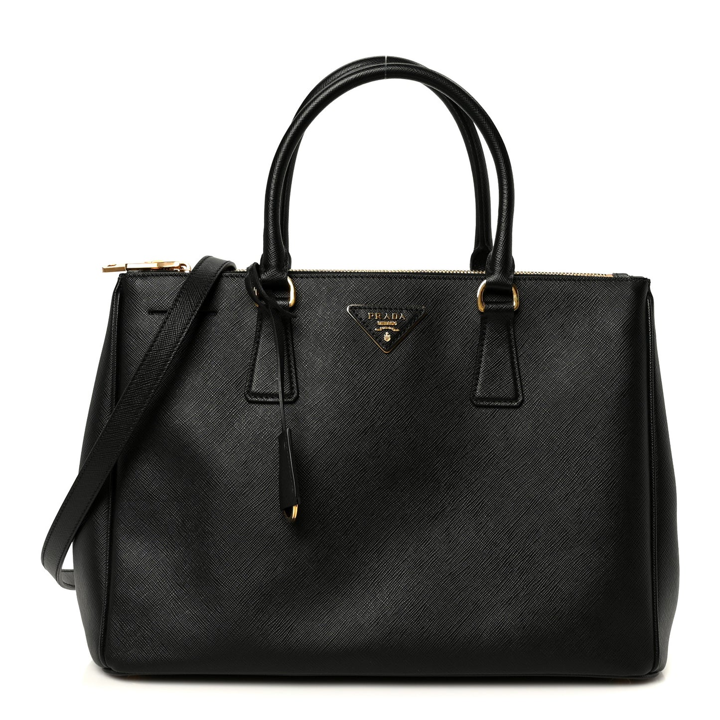 Saffiano Lux Large Galleria Double Zip Tote Black