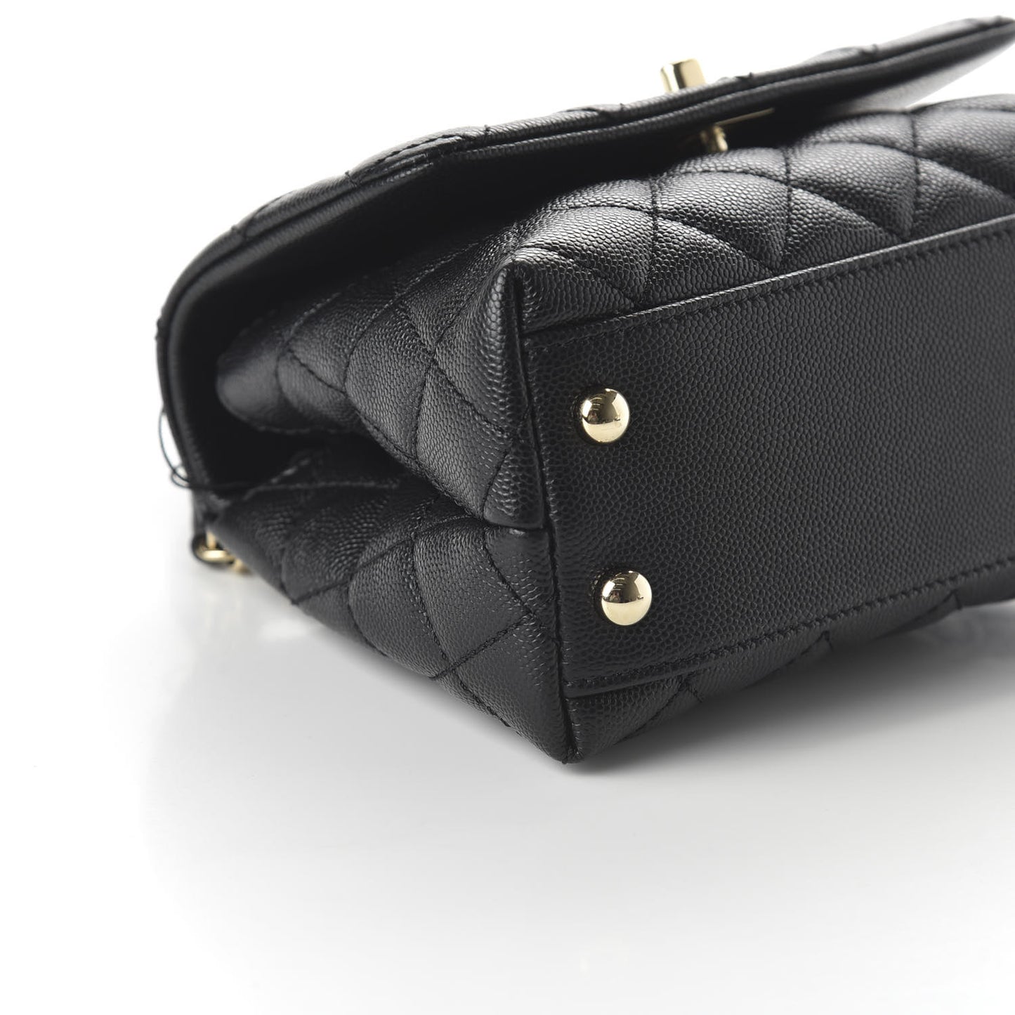 Iridescent Caviar Quilted Extra Mini Coco Handle Flap Black